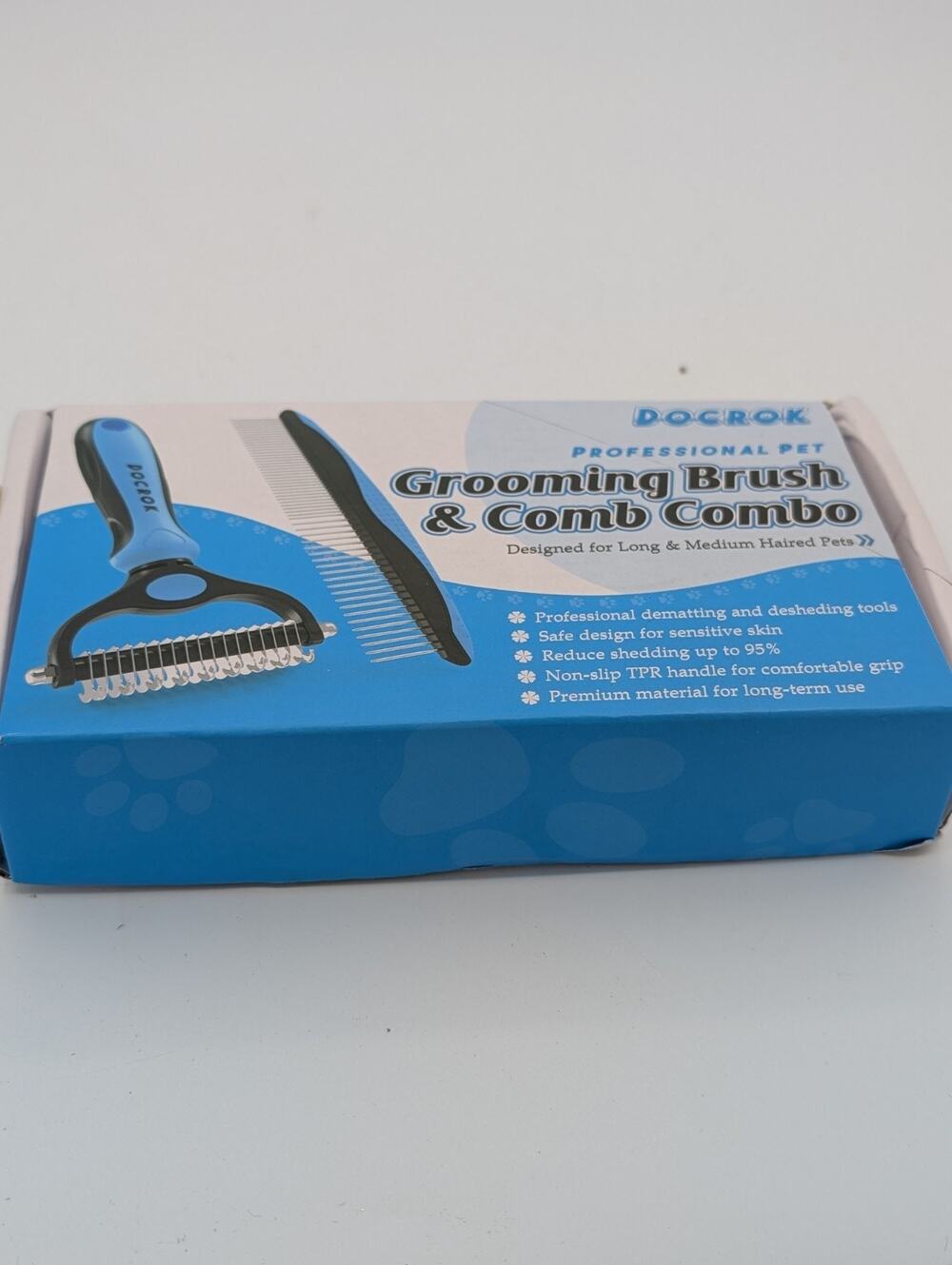 Pet Grooming Deshedding Brush & Metal Comb Set for Dogs Cats Long Matted Fur NIB